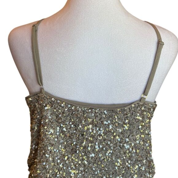 Express Silver Gold Sequin Bodysuit Fuax Wrap Adjustable Straps Womens Small NWT - Picture 9 of 14